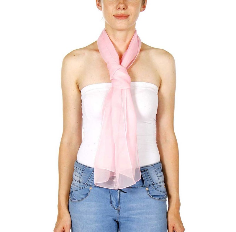 SERENITA Christmas Scarf Valentine Women Silk Feel Chiffon Soft Sheer lightweigt solid neck evening bridal head scarf - Image 5